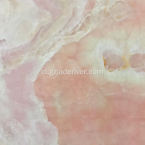 Kualitas Pink Natural Onyx Stone Wall Panel Slab